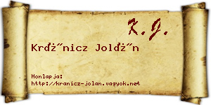 Kránicz Jolán névjegykártya