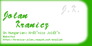 jolan kranicz business card